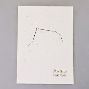 Aries Constellation Zodiac Art Print / Gold Foil
